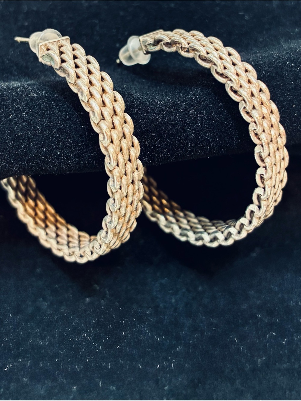 Vintage Tiffany - Y2K Somerset mesh Hoop Earrings - 925 Silver